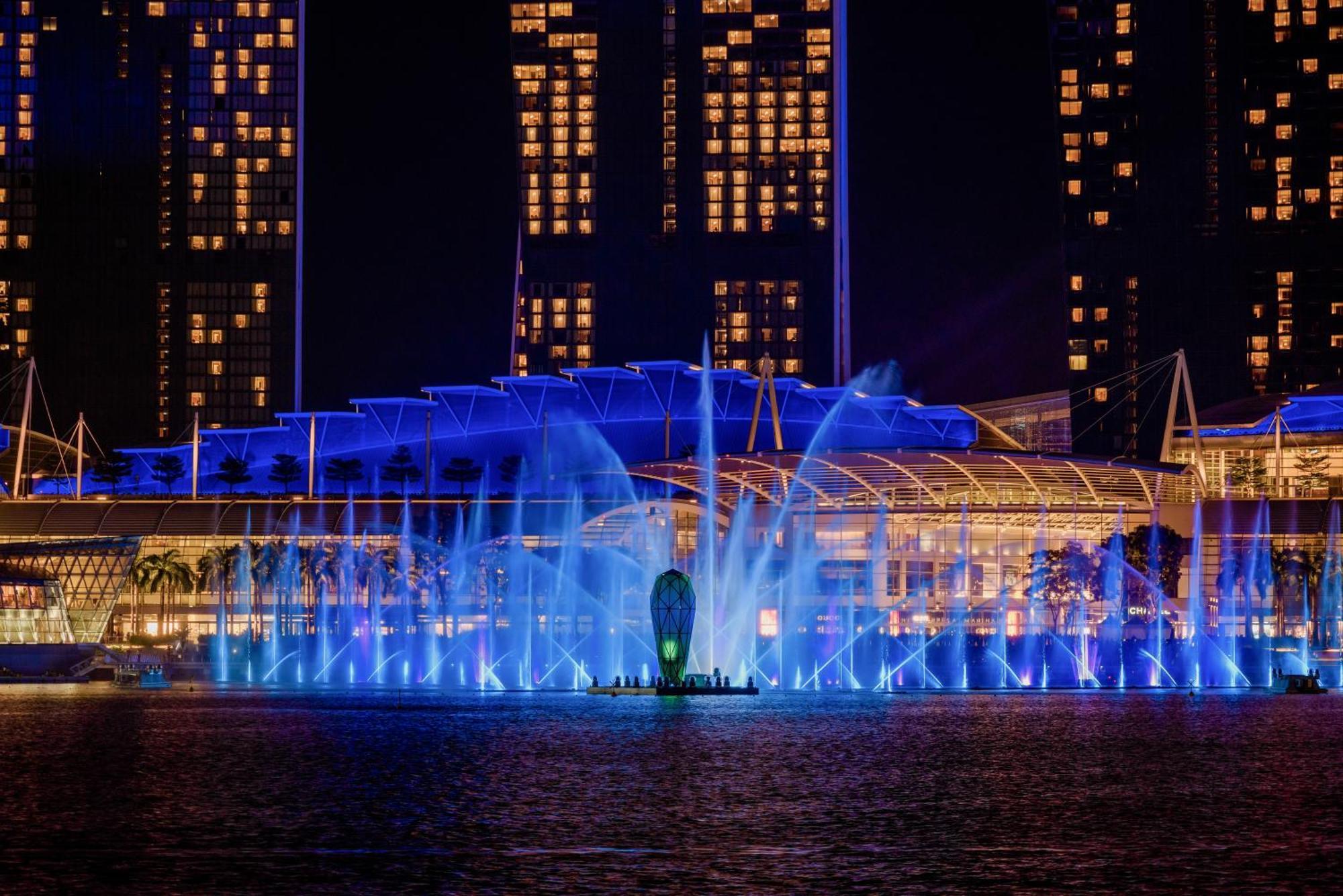 Marina Bay Sands Singapore Exterior foto Fountain at the Marina